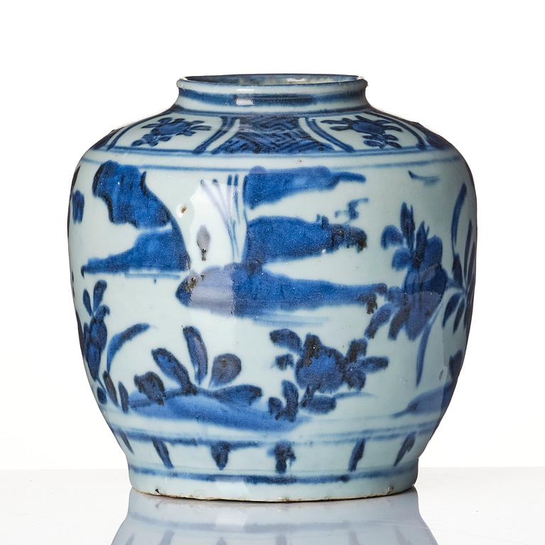 A blue and white jar, Ming dynasty (1368-1644).