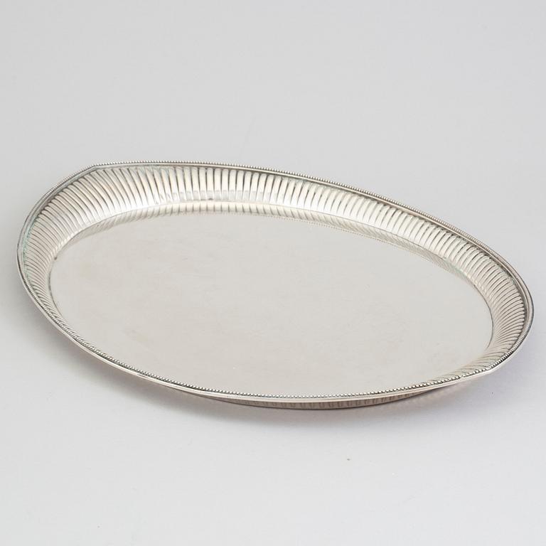 K ANDERSON, an Empire style silver tray from Stockholm, 1895.