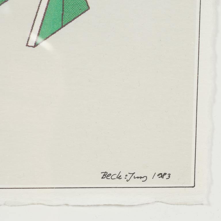 BECK & JUNG (HOLGER BÄCKSTRÖM & BO LJUNGBERG), färglitografi, signerad, daterad 1983, numrerad 59/150.