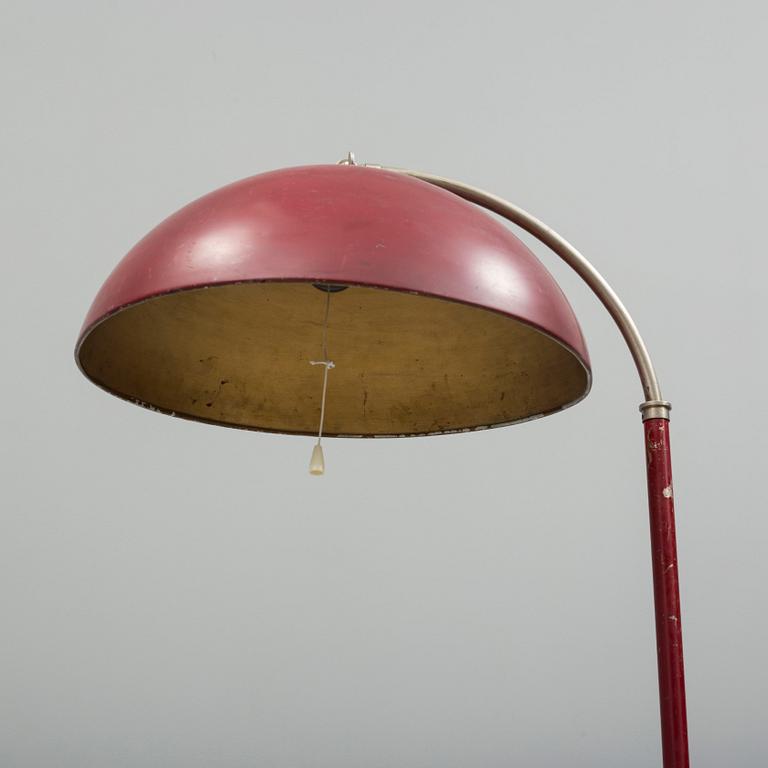 An Harald Elof Notini white metal floor lamp, Böhlmark's, Stockholm 1930's.