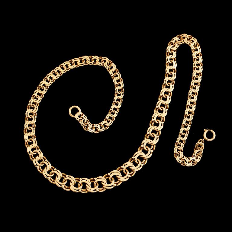 COLLIER, 18 k guld, svenska stämplar, 1961. Vikt ca 30 g.