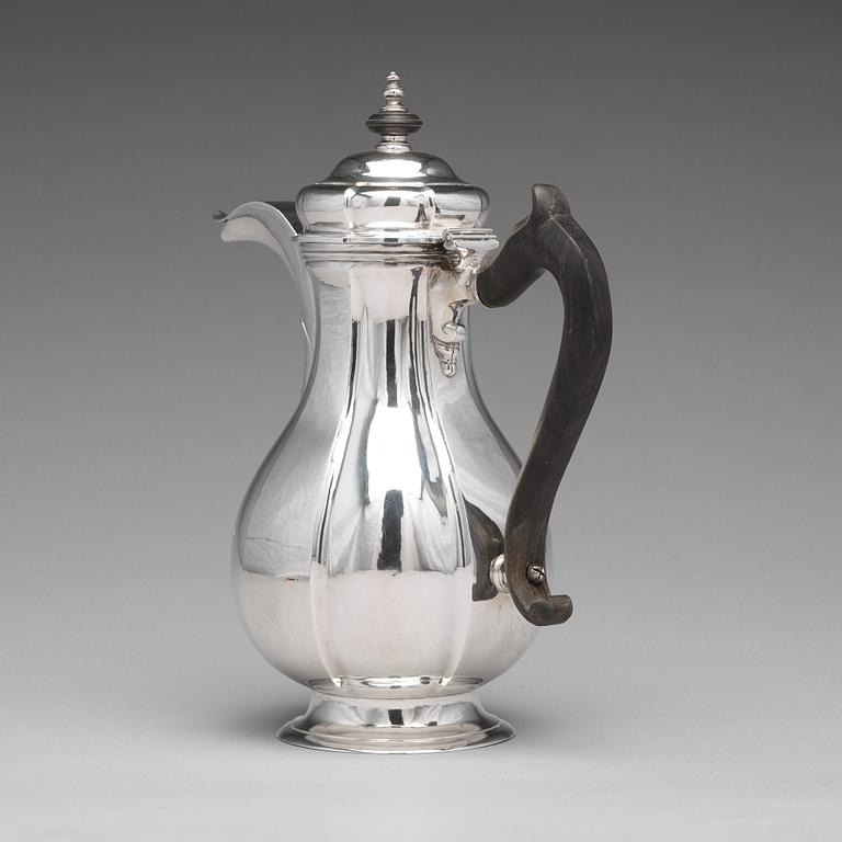 A Baltic 18th century silver coffee-pot, mark of Johann Diedrich Rehwald, Riga (1738-1781(-1793)).