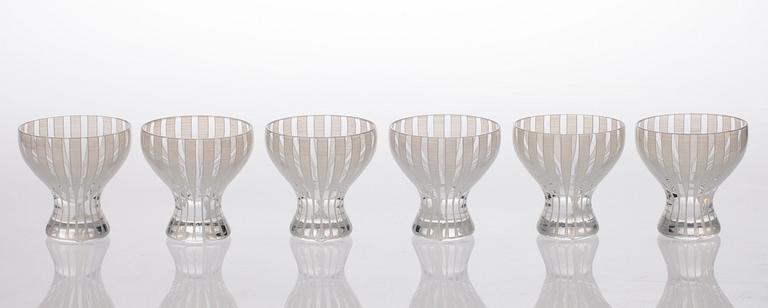 GLAS, 6 st, design Bengt Orup, Johansfors glasbruk. 1900-senare hälft.
