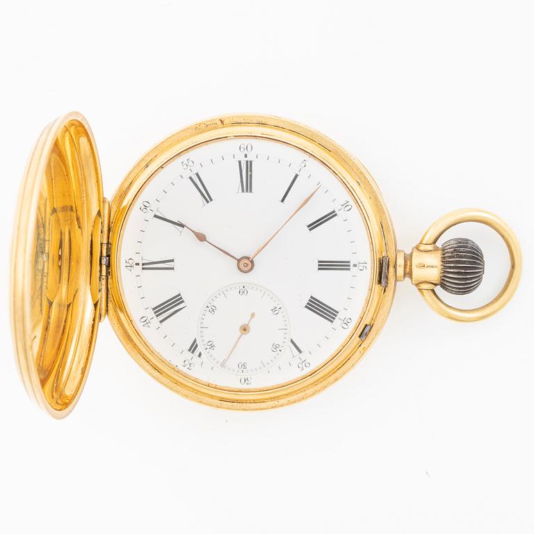 Pocket watch, hunter, 18K gold, 50 mm.