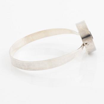 Arm ring and brooch, silver with smoky quartz, Kultasepät Salovaara.