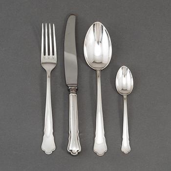 A silver 'Chippendale' cutlery, GAB, Stockholm and Eskilstuna, (48 pc).