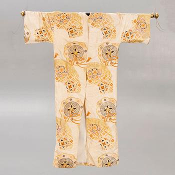 Kimono och obi, brokad, Japan omkring 1900.