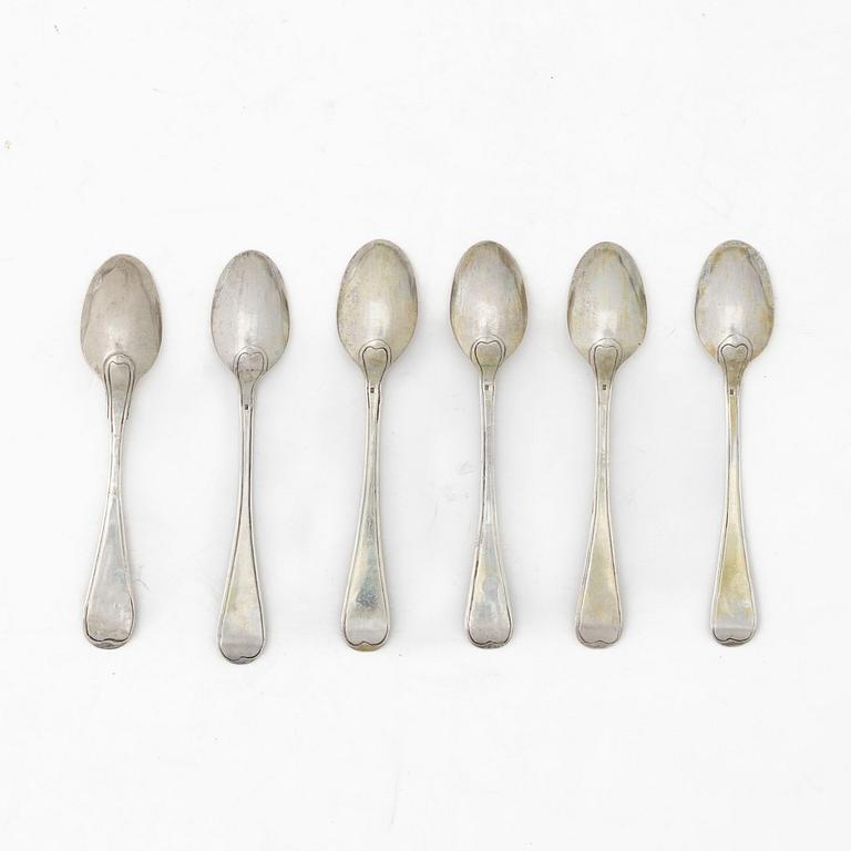 Six Russian silver spoons, Moscow 1787-1790.