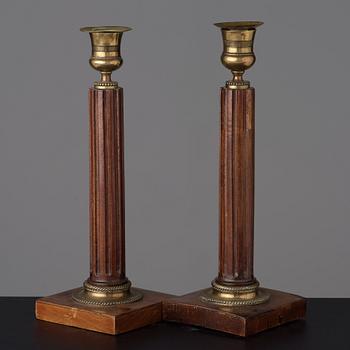 A pair of late Gustavian late 18th century candlesticks.