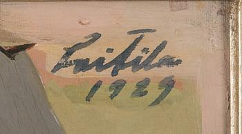 Atte Laitila, öljy levylle, signeerattu ja päivätty 1929.