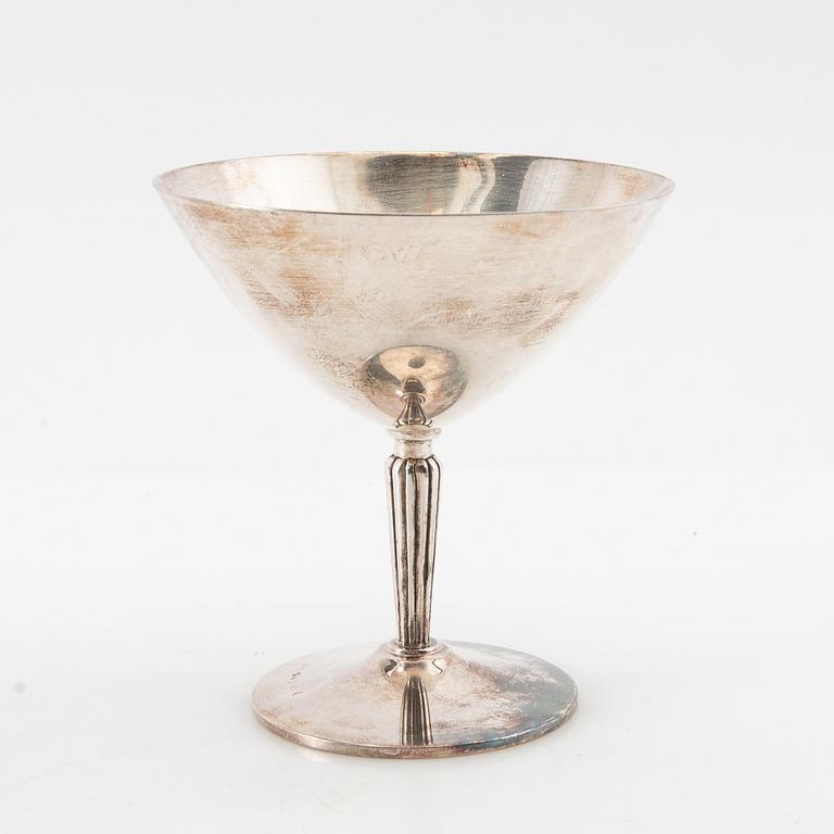 Cocktailbägare, 6 st, silver, GAB, Stockholm 1954.