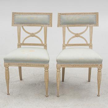 A Pair of Gustavian Chairs, a pair, by Anders Hellman the Younger (master in Stockholm 1793-1825).