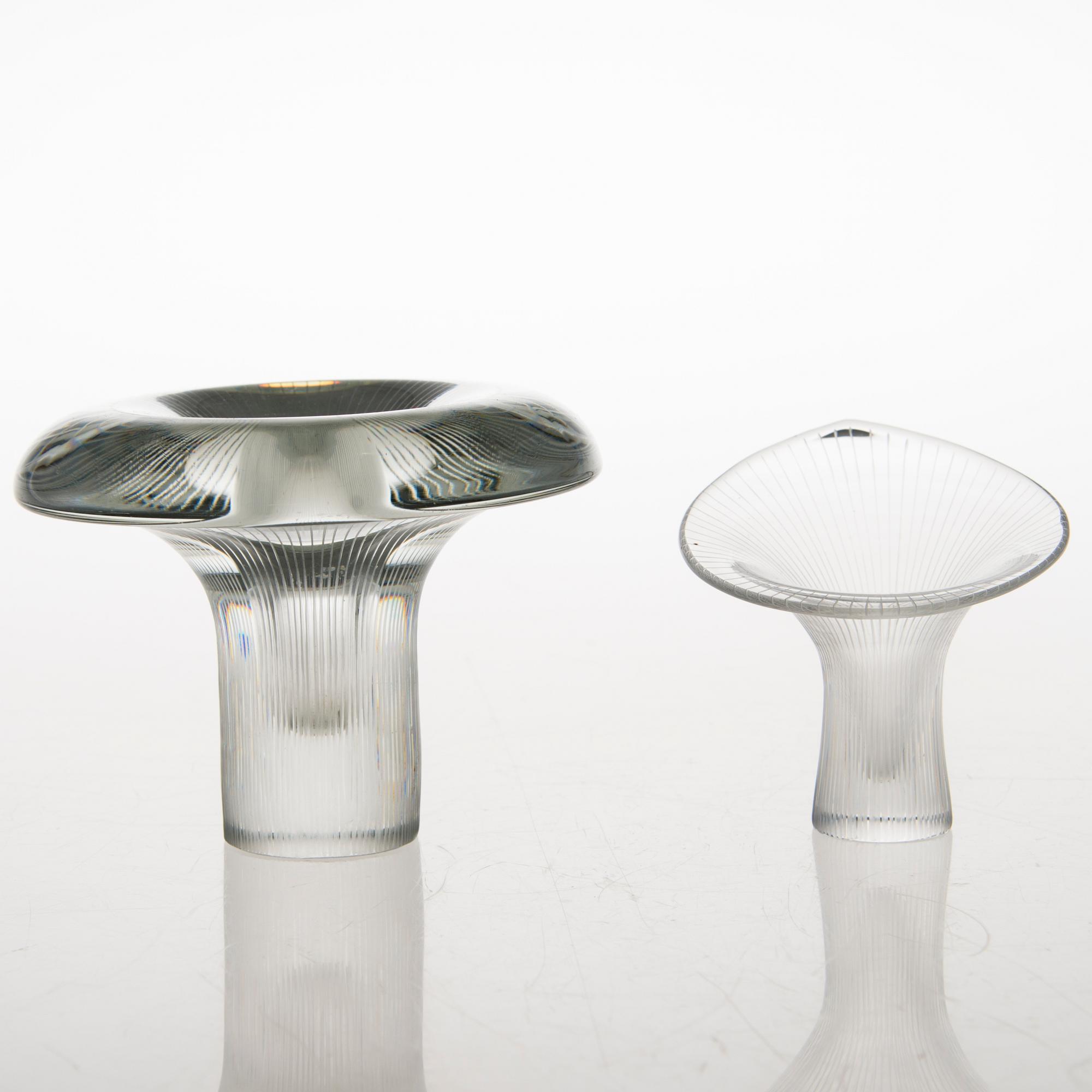 TAPIO WIRKKALA, "Kantarelli" och "Tatti", glas, signerade Tapio Wirkkala Iittala -55.