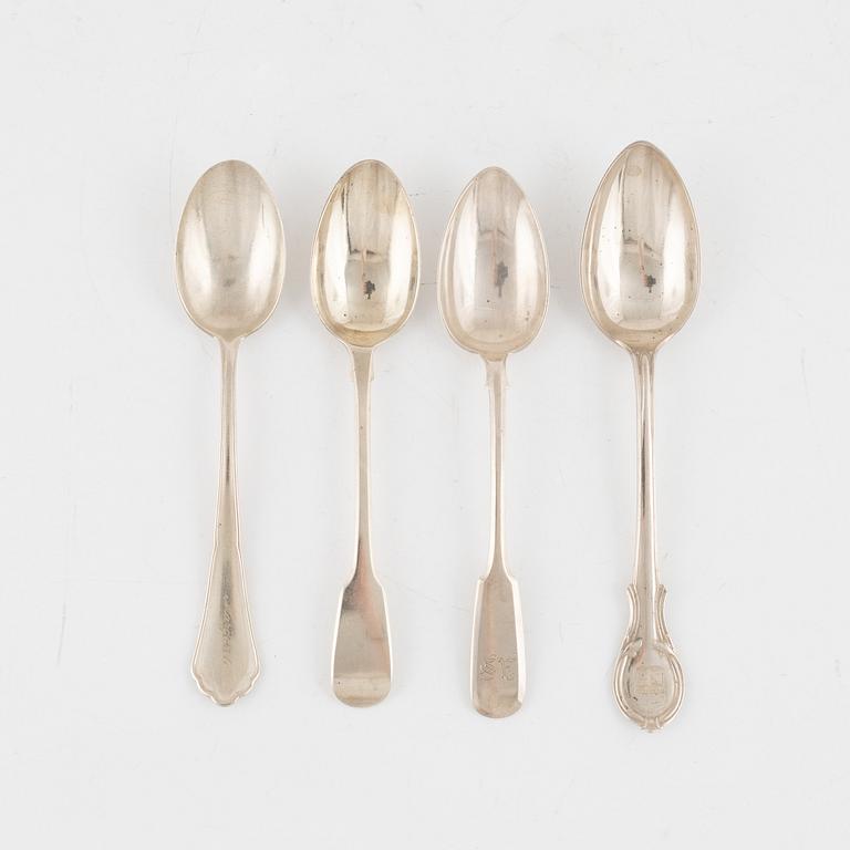 A set of silver spoons, including mark of Jonas Berg, Stockholm 1777.