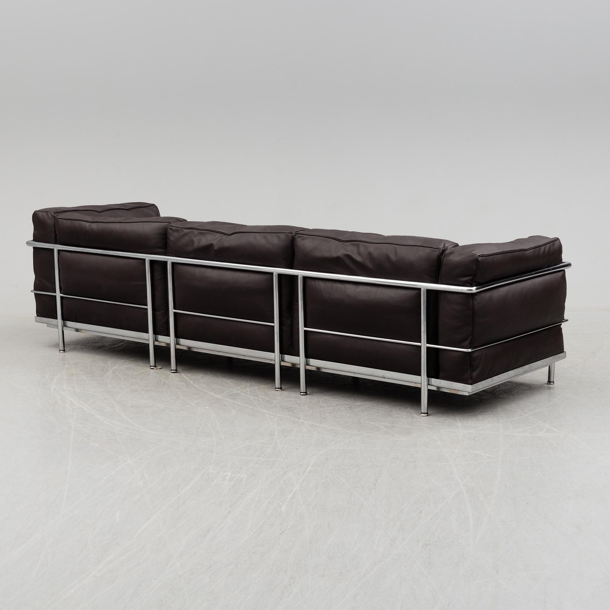 A 21th century sofa "LC3" by Pierre Jeanneret & Charlotte Perriand, Le Corbusier, Cassina, Italy.