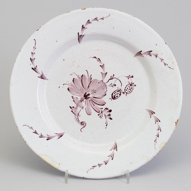 Three Rörstrand faiance dishes, 18th century.
