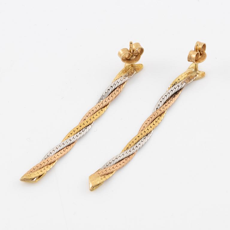 Earrings, a pair, 18K three-colour gold,