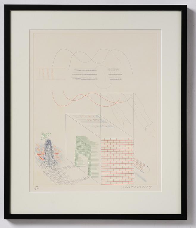 David Hockney, “The Buzzing of the Blue Guitar”, from: The Blue Guitar.