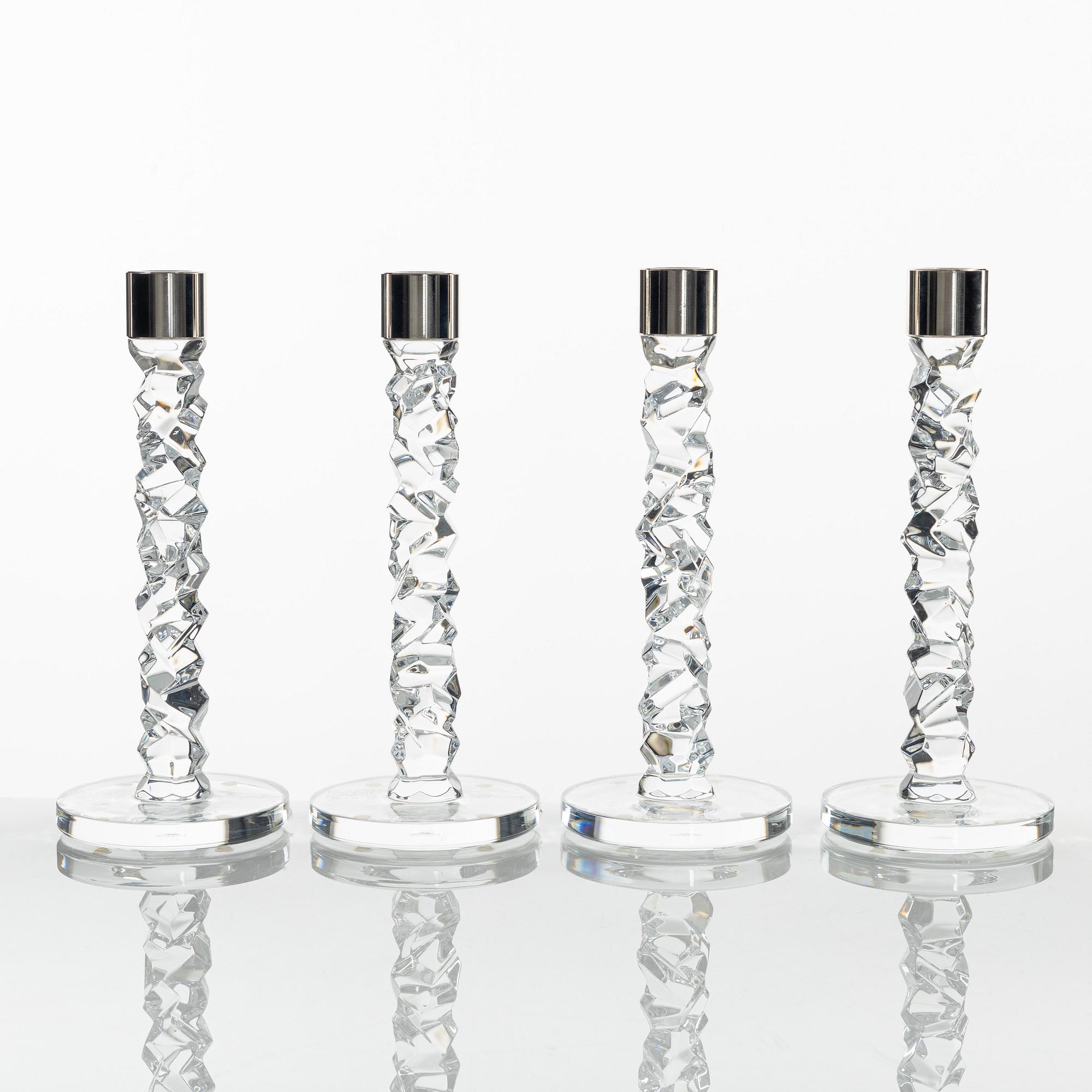 Lena Bergström, a group of four 'Carat' candlesticks, Orrefors.