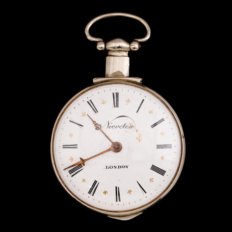 SPINDELUR, silver, Nieveten, London, omkring år 1800.