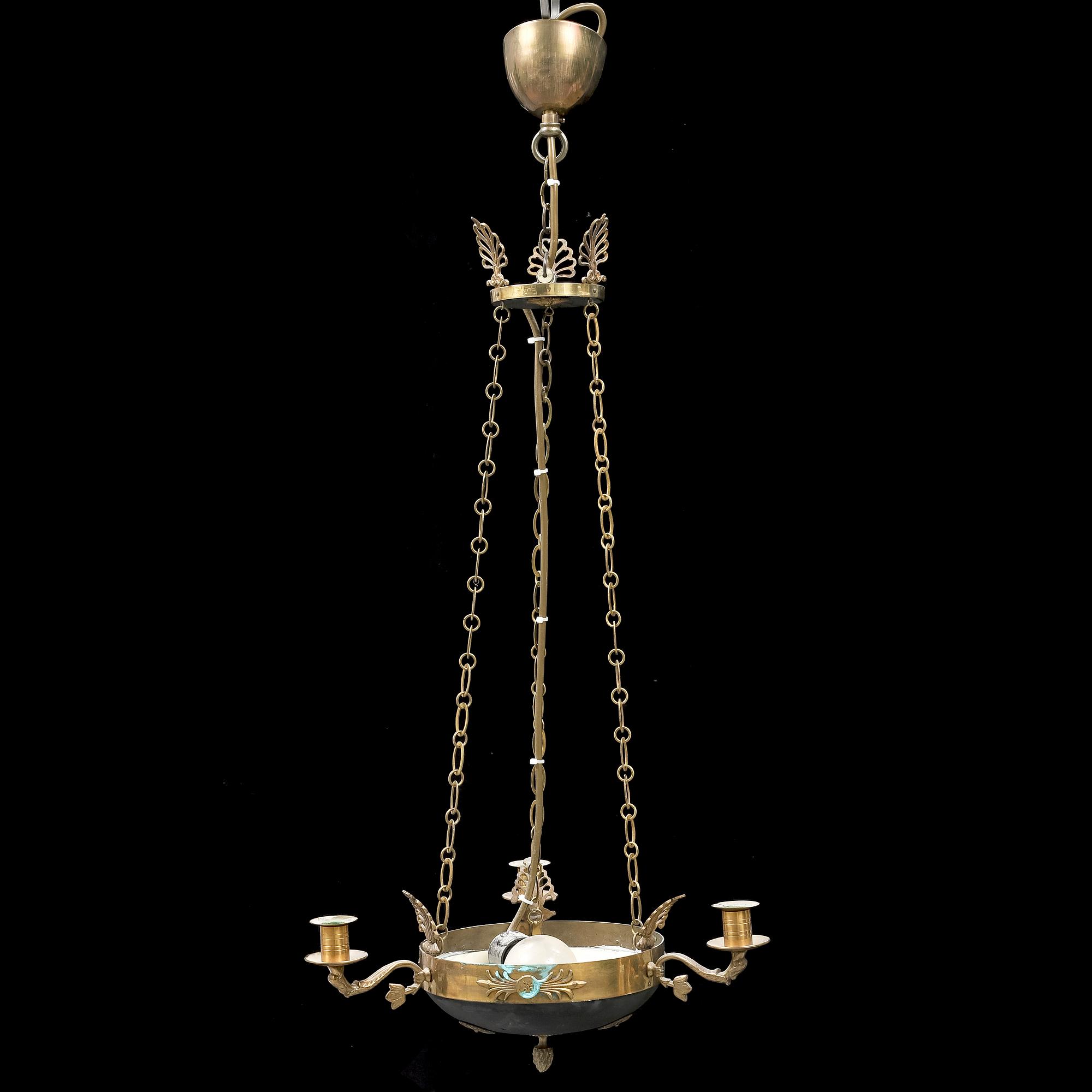 A three light hanging lamp, 20th ct.