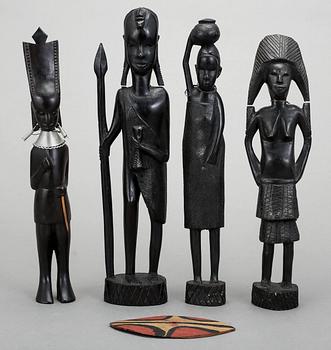 SKULPTURER, 15 st, Afrika, 1900-talets andra hälft.