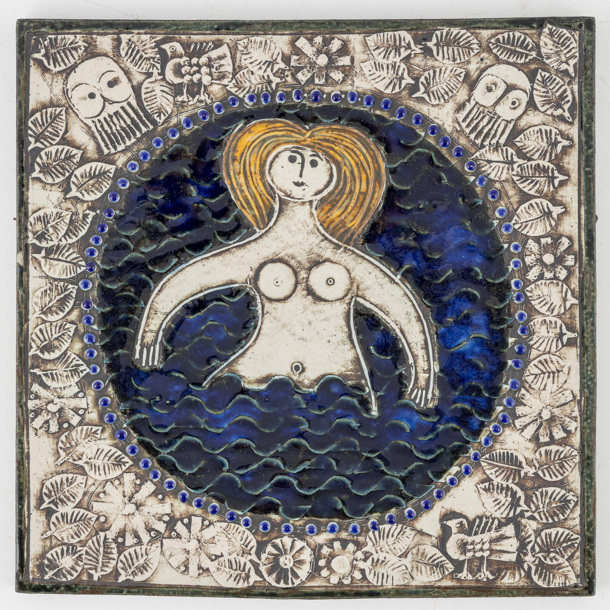 Lisa Larson, wall reliefs, 2 pieces, stoneware, Gustavsberg.