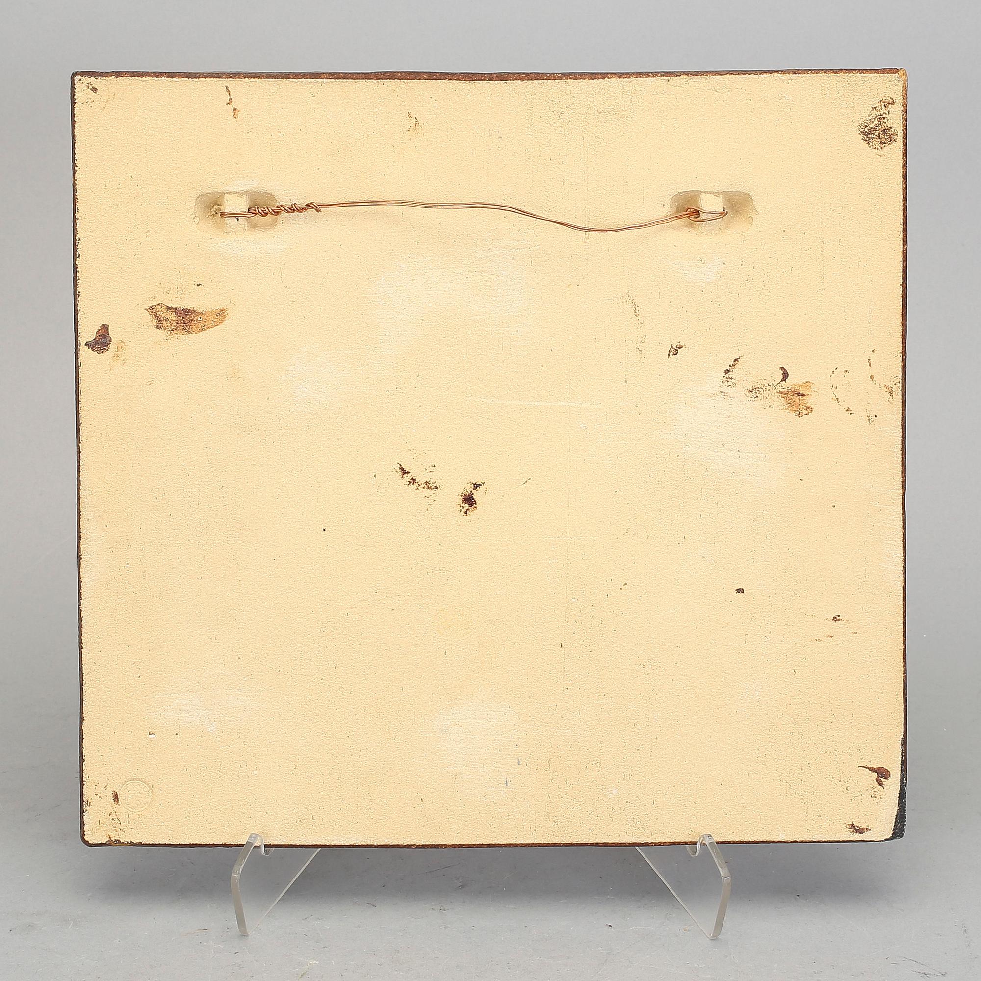 VÄGGPLATTA, stengods, Stig Lindberg, Gustavsberg, 1960-/70-tal.