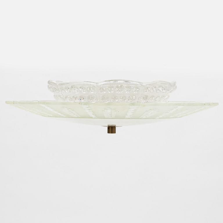 A glass ceiling lamp, mid-20th Century.