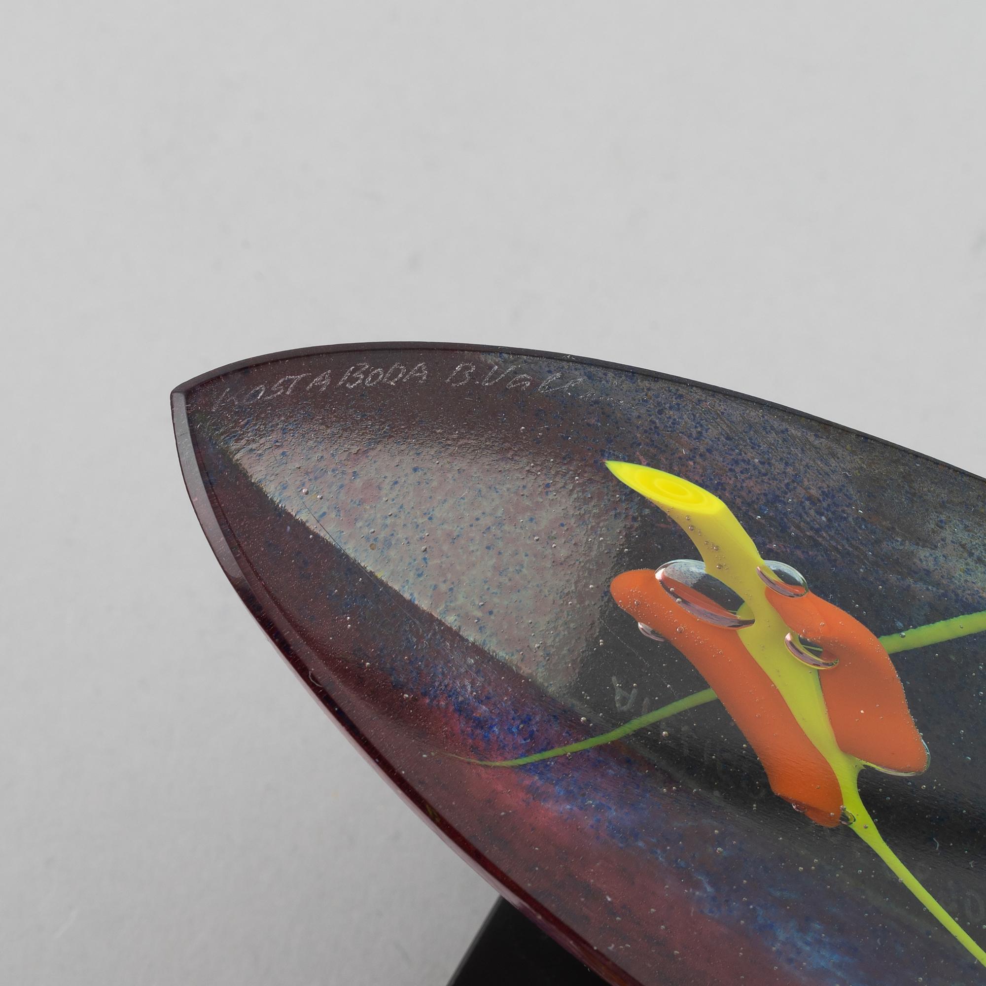 Bertil Vallien, a glass sculpture, signed B Vallien Kosta Boda Atelier.