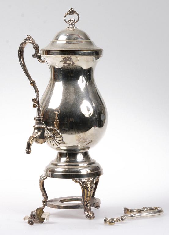 SAMOVAR på RECHAUD, nysilver, 1800/1900-tal.