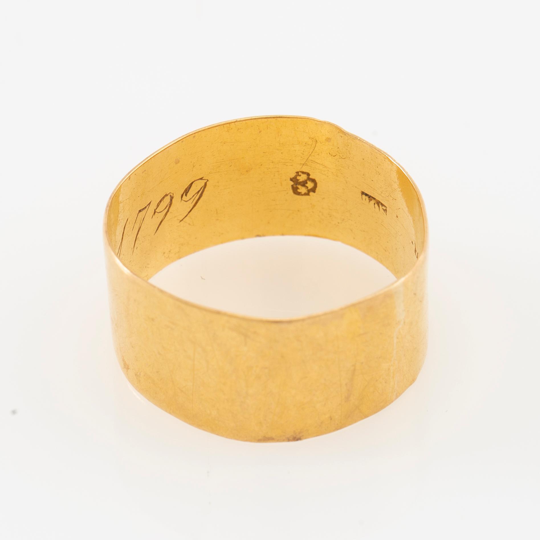 Ring 20K guld sannolikt Lars Ryberg Göteborg 1788-1812.
