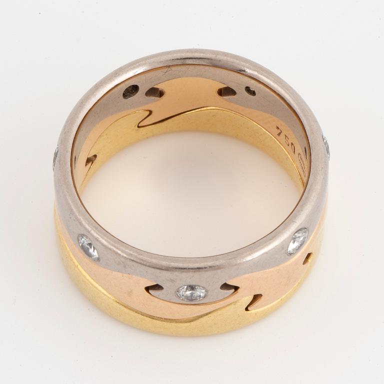 GEORG JENSEN. Ring 'Fusion' 18K gold in three colours with brilliant-cut diamonds. omarbetad av kunden, ej original.