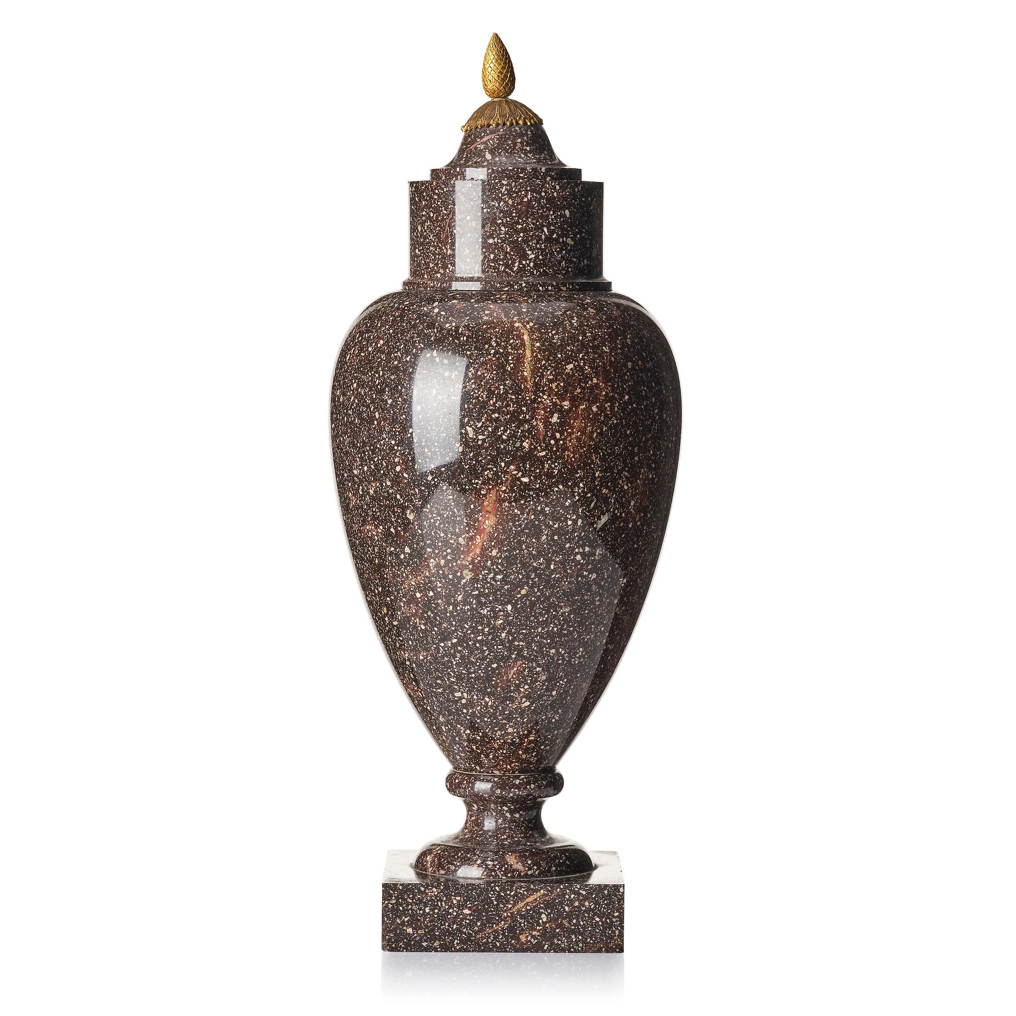 A Swedish early 19th century 'Blyberg' porphyry urn.