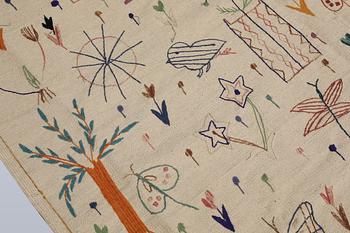 A hand-embroidered Kilim rug, approx. 244 x 180 cm.