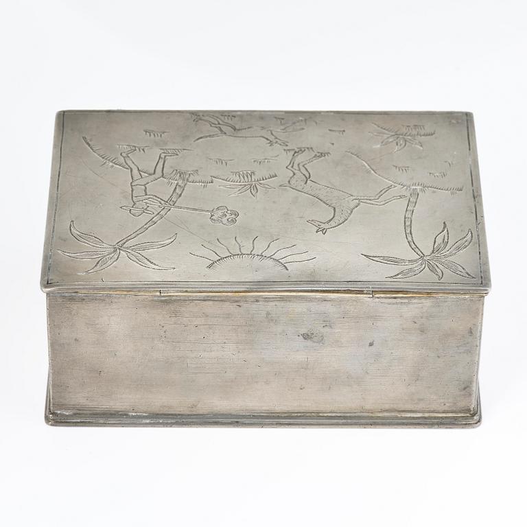Nils Fougstedt, attributed to, a lidded box, Herman Bergman konstgjuteri, Stockholm, 1927.