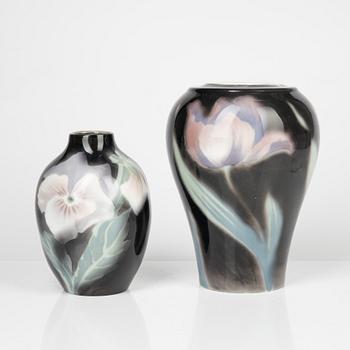 Two Rörstrand porcelain vases, Algot Eriksson and Karl Lindström, early 20th Century.