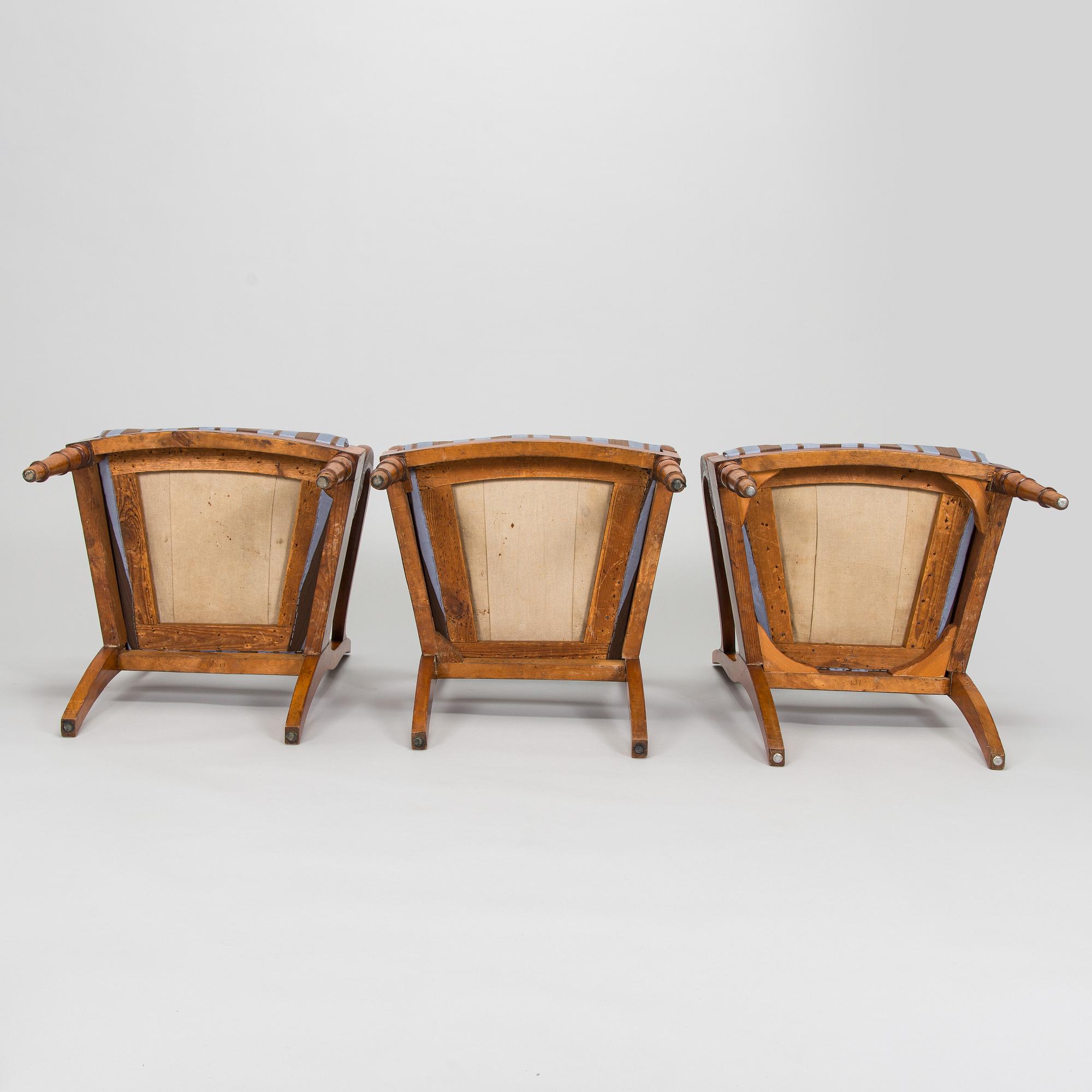 A set of three Biedermeier armchairs, probably St. Petersburg  1820s.