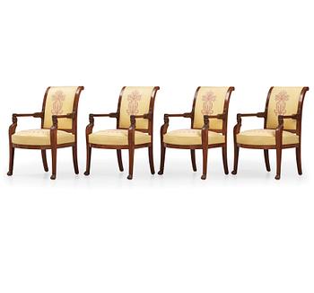 67. A set of four mahogany fauteuils in the manner of Jacob-Desmalter, Paris, early 19th century.