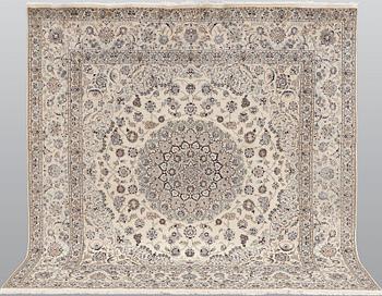 A Nain part silk carpet, 210 x 200 cm.