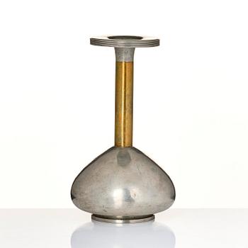 Sylvia Stave, a pewter and brass vase model 5557, C.G. Hallberg, Stockholm, 1933.