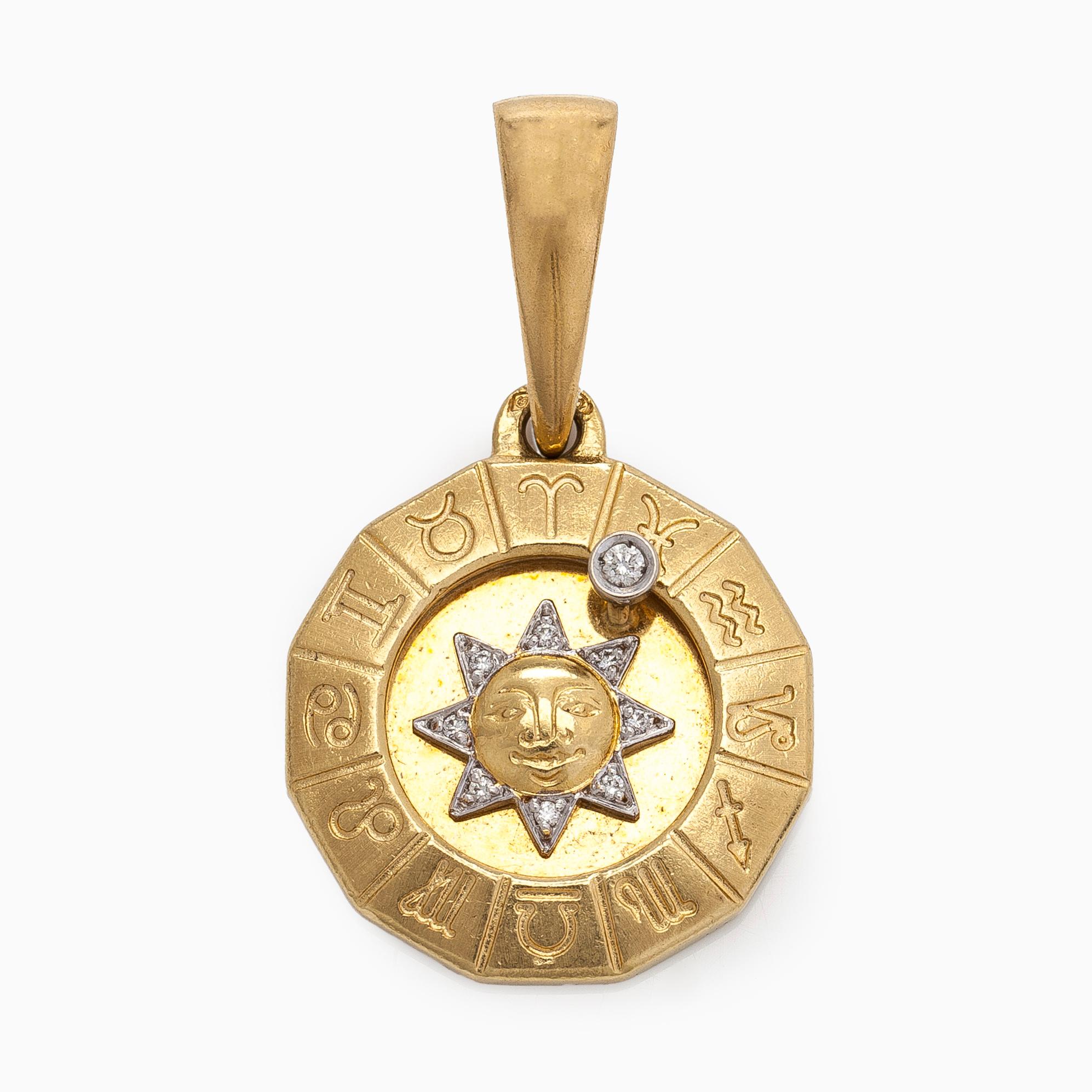 Hänge, horoskop, briljantslipade diamanter, 18K guld.