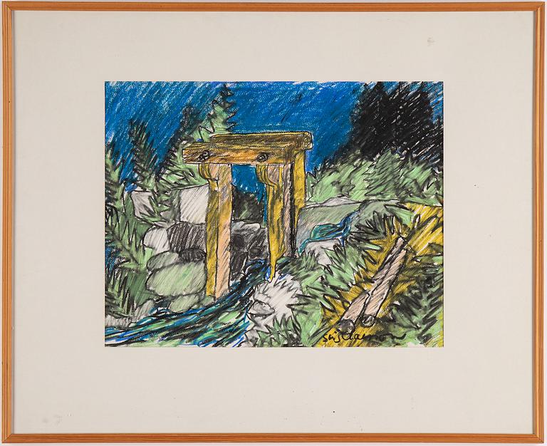 Stig Claesson, pastel, signed Stig Claesson.