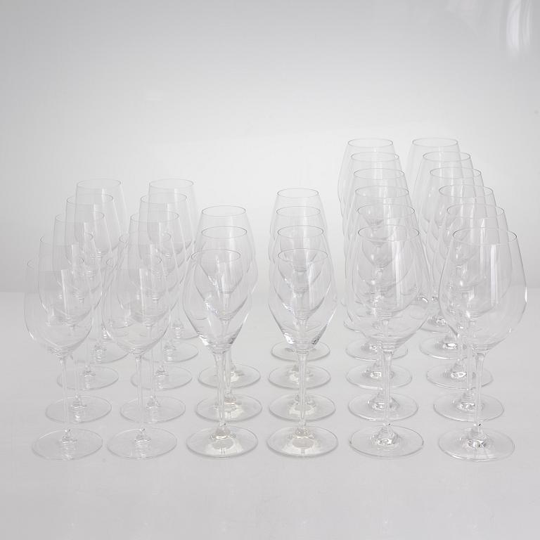A 29-piece set of wine glasses, mostly Riedel.
