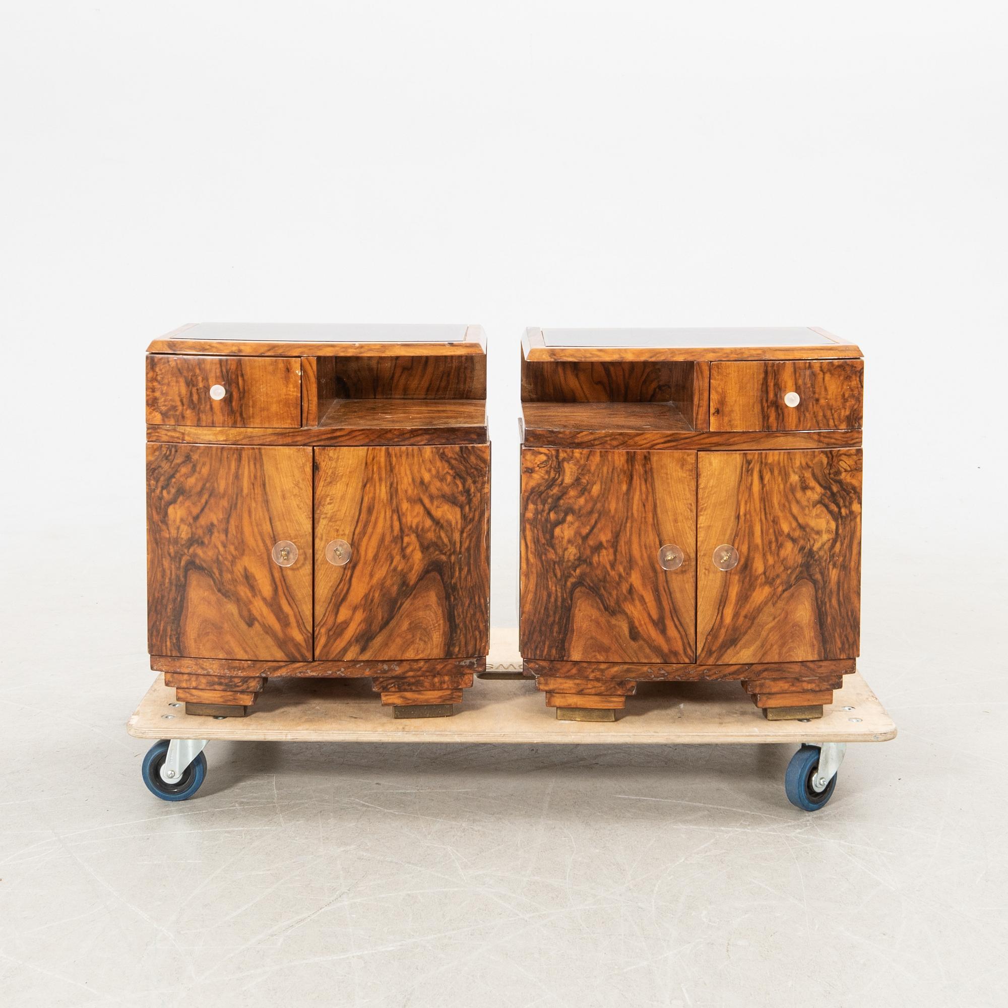 Bedside tables, a pair, Art Deco, first half of the 20th century.