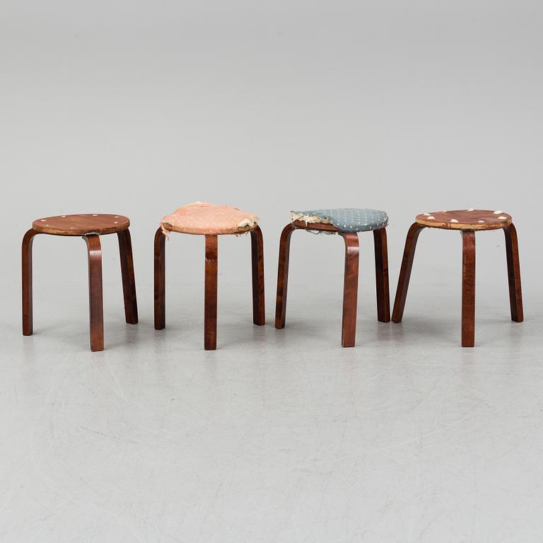 ALVAR AALTO, four stools, Artek, Finland, 1930/40-tal.