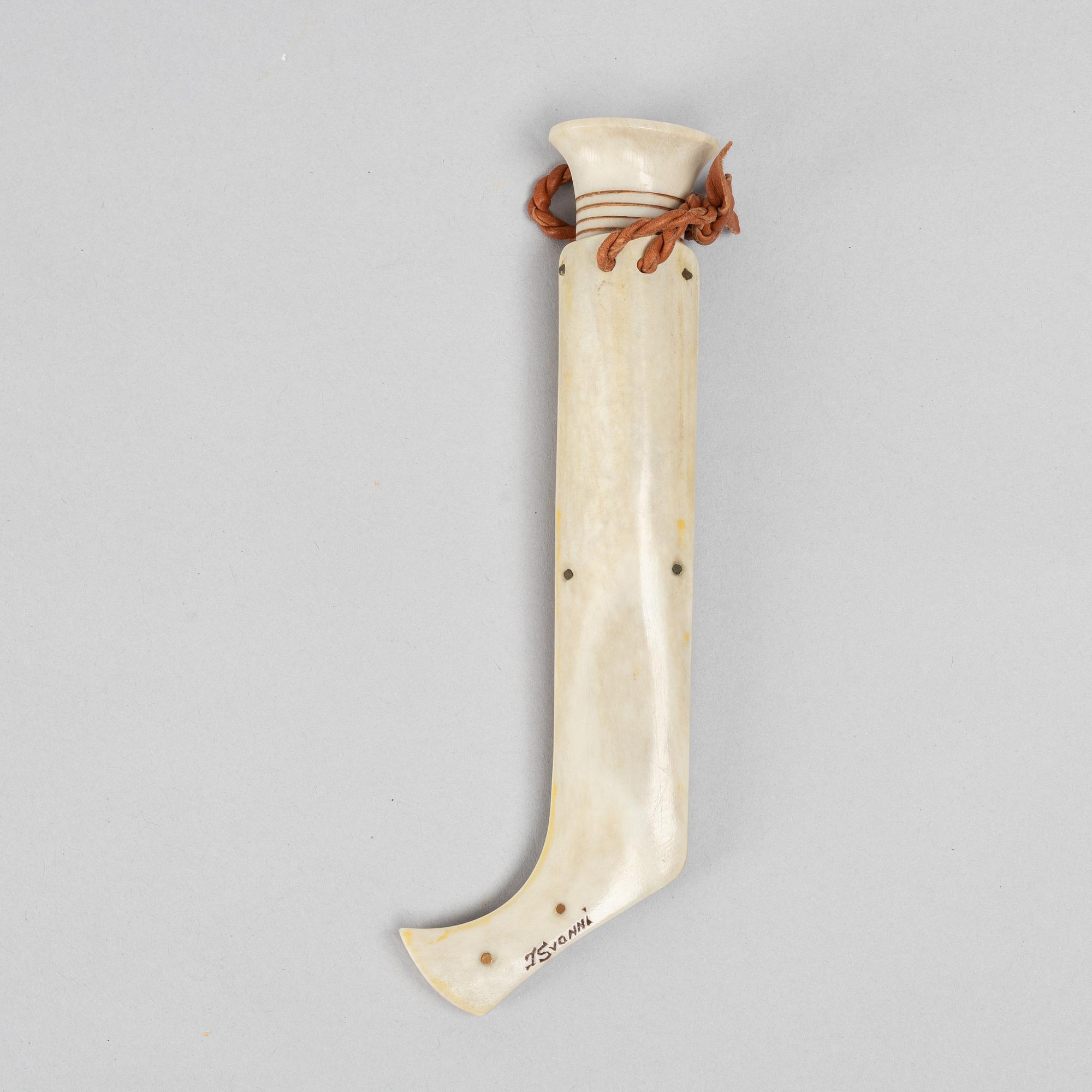 Ingvar Svonni, a reindeer antler knife, signed.