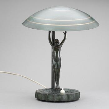 BORDSLAMPA, brons, art deco, 1920/30-tal.