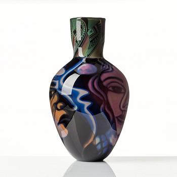 Eva Englund, a "graal" glass vase, Orrefors, Sweden 1989.