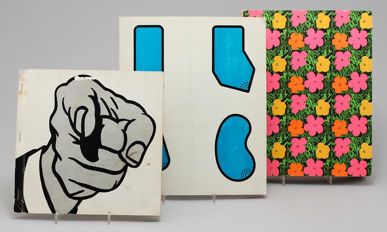 KONSTKATALOGER, 3 st, Andy Warhol, Popkonst, samt Claes Oldenburg, 1900-talets andra hälft.